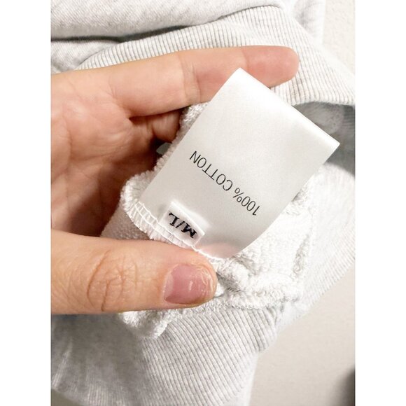 The Frankie Shop Gine Cropped Sweatshirt Off The Shoulder Grey Melange Size M/L - Picture 6 of 7